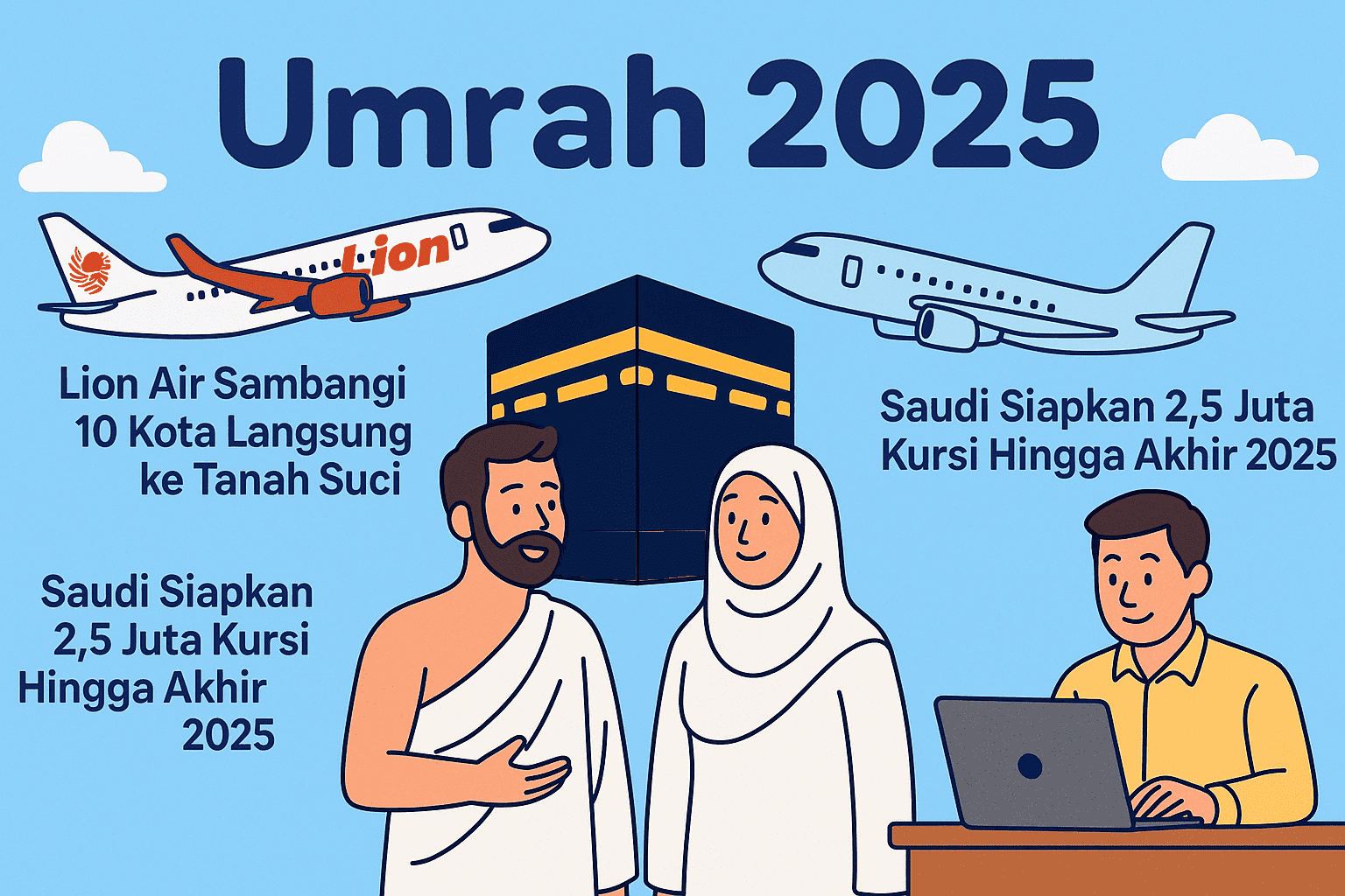 Umrah 2025: Banyak Rute Langsung, Pesawat Hemat Waktu, Ibadah Lebih Lancar